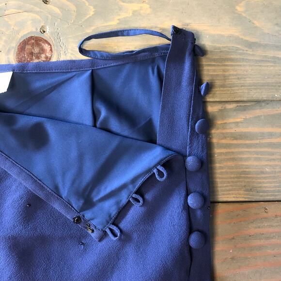 Casual Corner royal blue flared lined sheer skirt women's size 14 NEW - Picture 6 of 8